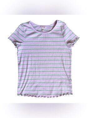 Cat & Jack 10/12 Girls striped light purple scalloped hem ribbed shirt